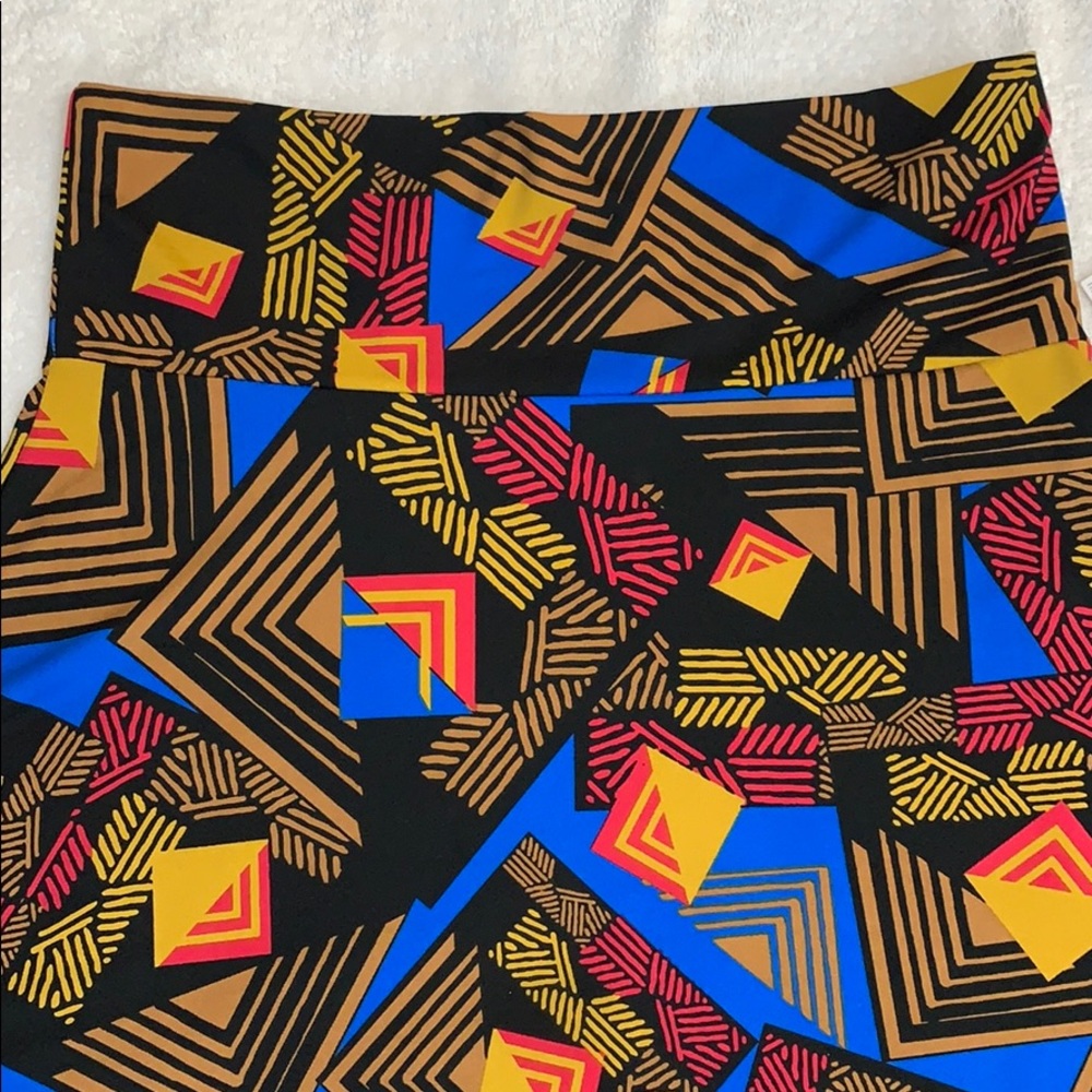 ✓ LuLaRoe NWT Azure skirt 2XL abstract blue gold - Picture 3 of 11